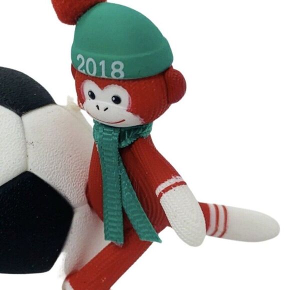 Hallmark Soccer Ornament Star Personalize Keepsake  2018 Sock Monkey Ball - Picture 5 of 7